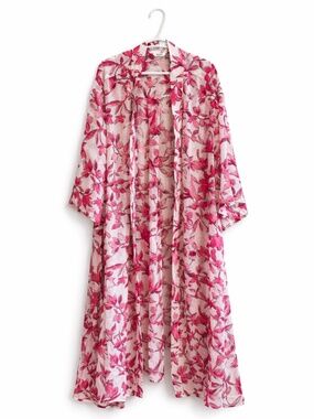 Penningtons White & Pink Floral Open-Front Kimono – Plus Size 4X/5X NWoT